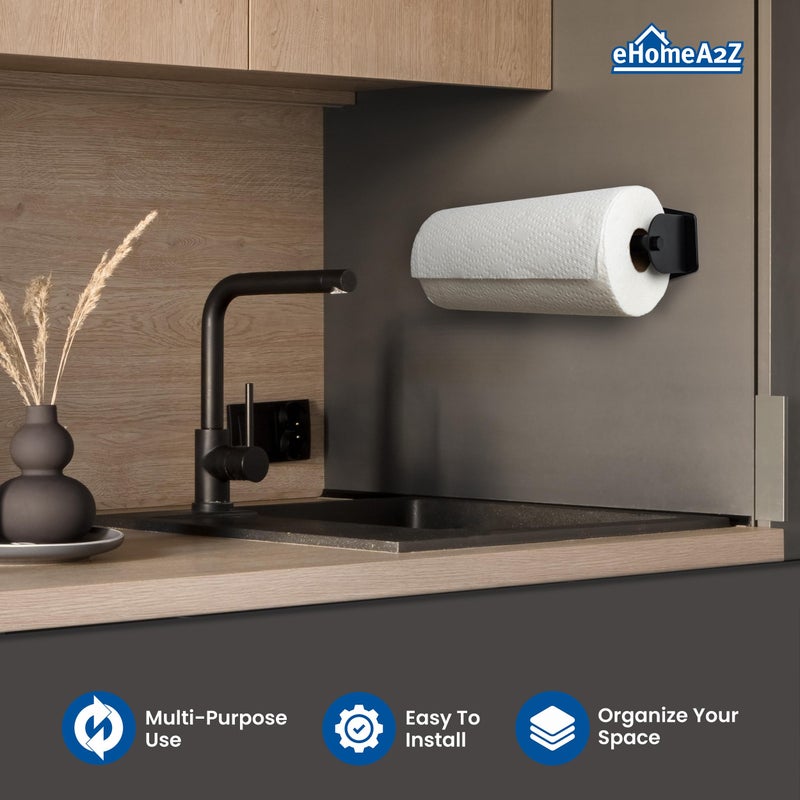 EHOMEA2Z حامل مناديل ورقية مغناطيسي EHOMEA2Z من الفولاذ الثقيل لمطبخ الثلاجة بار الشواء BBQ RV (أسود، 1) - Image 4